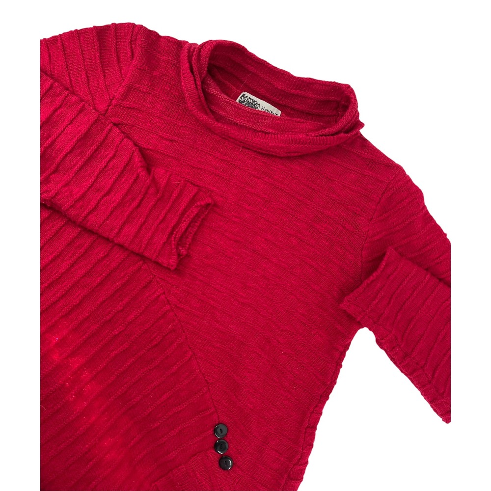 Habitat Clothes To Live In Red Cotton Cowl Neck Asymmetrical Tunic Sweater M‎